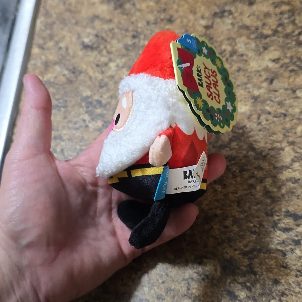 Bark ‎ Saucy Claus Santa Plush Dog Toy NWT Size Small 0-20 Pounds